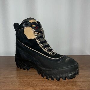 Vintage LaCrosse Chunky Platform Hiking Boots Black Tan Lace-Up Boots Size 9